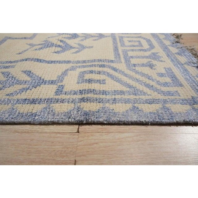 6x9 Ivory Hand-Knotted Wool Bamboo Silk Abstract Tree Motifist Design Carpet Rug For Sale - Image 4 of 7