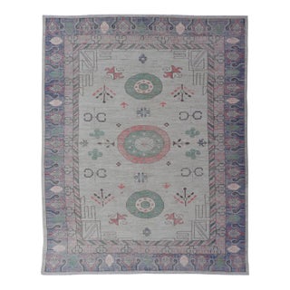 Hand Knotted Colorful Khotan Rug by Keivan Woven Arts, 9'8" X 13'0 For Sale