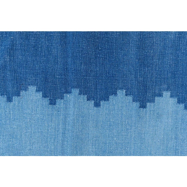 Textile Doris Leslie Blau Indian Dhurrie Mid-Century Light Blue Flatweave Cotton Rug For Sale - Image 7 of 9