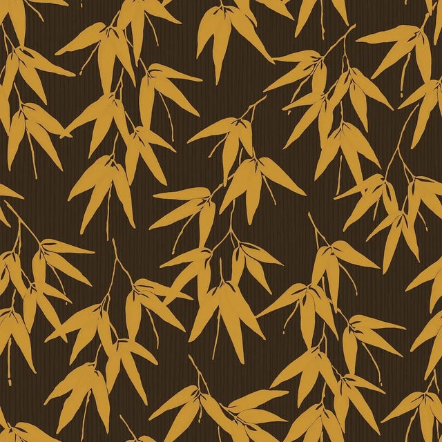 Boråstapeter Bamboo Garden Wallpaper In Brown And Gold For Sale