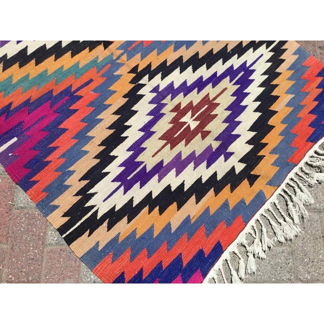 Modern Diamond Design Kilim Rug, 59" X 39" For Sale - Image 9 of 11