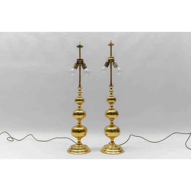 Large Mid-Century Modern Gold Bubble Table Lamp Bases, 1960s, Set of 2 For Sale - Image 13 of 13
