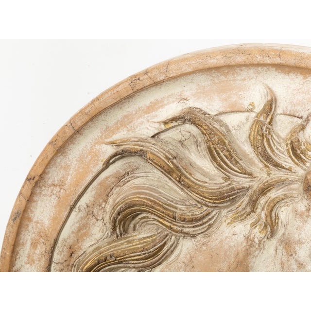 Early 20th Century Italian 1930s Painted and Gilt Terracotta Medallion Depicting a Horse's Head For Sale - Image 5 of 9