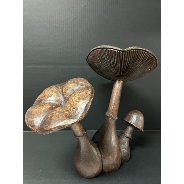 Vintage Carved Solid Wood Mushroom Sculpture For Sale In New York - Image 6 of 10