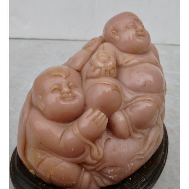 Chinese Carved Agate Stone Hoti Buddha With Attendant For Sale - Image 3 of 9