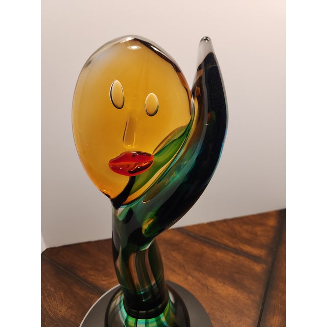 Luigi Mellara "Homage to Picasso" An absolute masterwork of late-20th-century Murano artistry, this monumental 15.5-inch...