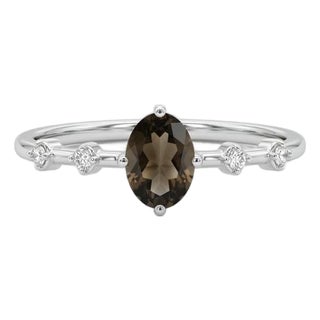 Smoky Topaz & Cubic Zirconia Ring, Brown Gemstone Ring Us 7 For Sale