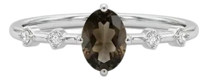 Smoky Topaz & Cubic Zirconia Ring, Brown Gemstone Ring Us 7