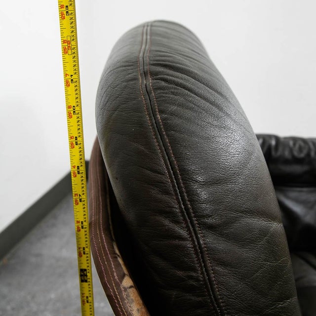 Mid Century Danish Modern Lounge Chair Dark Brown Leather Armchair Denmark MCM For Sale - Image 10 of 11