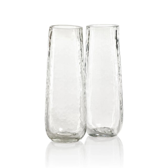 Contemporary Kaz Hammered Stemless Champagne Flutes, Set of 4 For Sale - Image 3 of 8