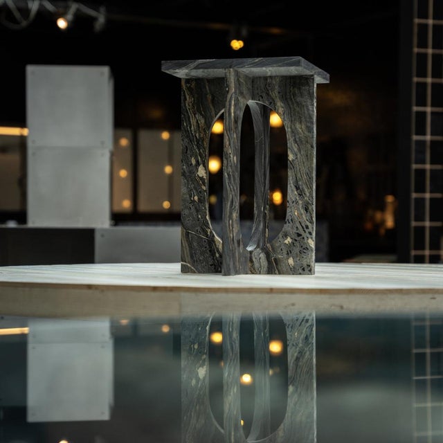 Black Bond Side Table in Picasso Marble from Kiwano Concept For Sale - Image 8 of 9