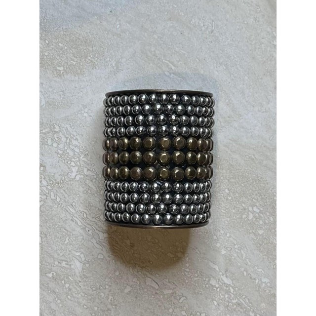 Vintage Boho Studded Silver & Brass Bangle For Sale - Image 9 of 12