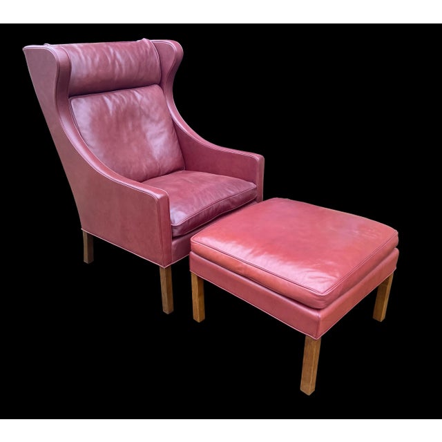 Set of Model 2204 Lounge Chair and 2202 Ottoman by Borge Mogensen For Sale - Image 6 of 6