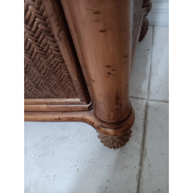 Coastal 1980s Tropical Tommy Bahama Style Bachelor Chest Brown Wood 3 Drawer For Sale - Image 3 of 6