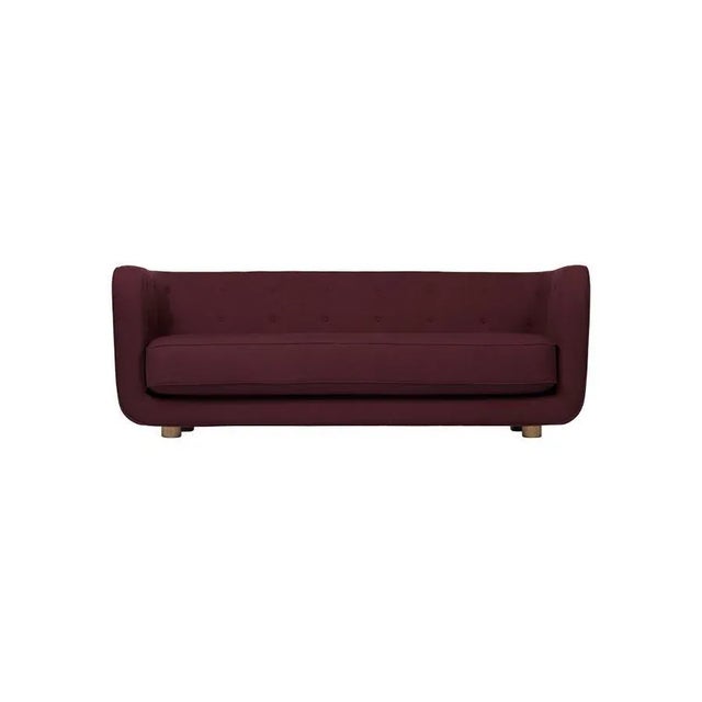 Maroon and natural oak raf simons vidar 3 vilhelm sofa by lassen. Dimensions: w 217 x d 88 x h 80 cm materials: textile,...