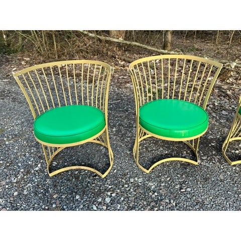 Mid 20th Century Vintage Iron Outdoor Dining Table and Chairs Set of 7 For Sale - Image 5 of 18