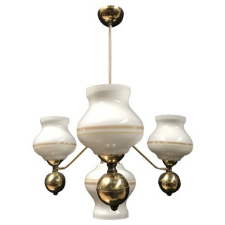 Gilt Chrome and Glass Chandelier, 1970s For Sale