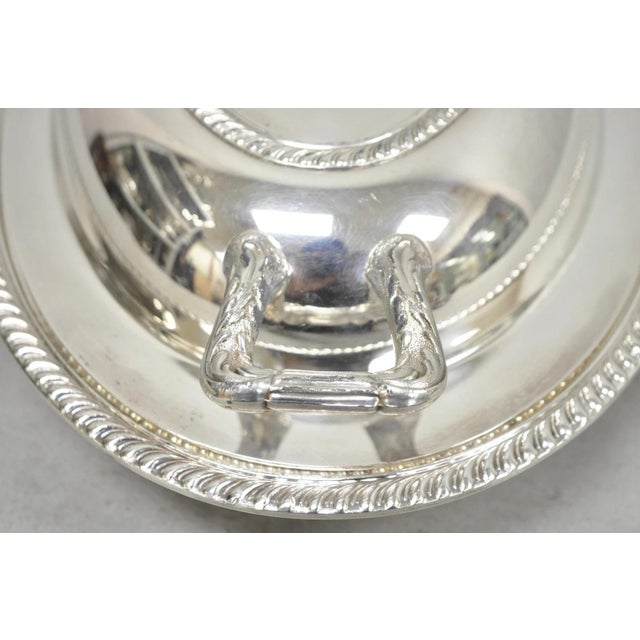 Mid 20th Century Vintage Oneida Fiesta Silver Plated Oval Covered Vegetable Serving Dish Platter For Sale - Image 5 of 11