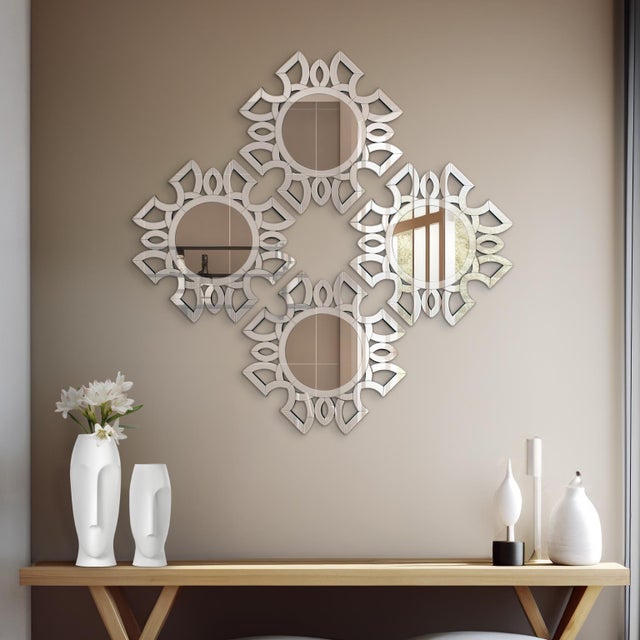 Eduina Symmetrical Cut Pattern Wall Mirror For Sale - Image 11 of 11