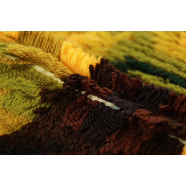 Rug & Kilim Vintage Swedish Rya Rug in Yellow and Brown With Tree Pictorial | Rug & Kilim For Sale - Image 4 of 8