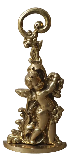 Hollywood Regency Door Stop Angel in Brass, 1980s