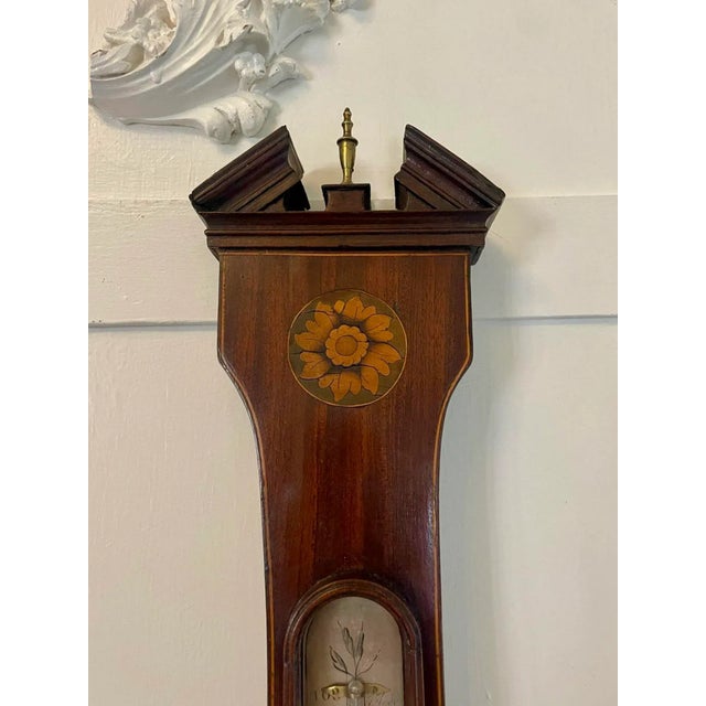 George III Mahogany Inlaid Banjo Barometer, 1800s For Sale - Image 3 of 9