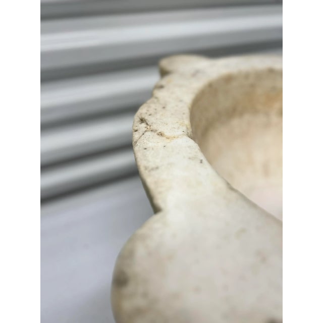 Large 18th Century, Italian or French White Marble Mortar Phenomenal Patina For Sale - Image 11 of 12