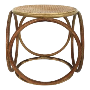 Bentwood and Wicker Cane Stool or Side Drinks Table in the Style of Thonet