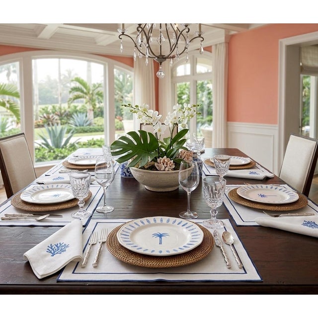 Les-Ottomans Italian Ceramic Palm Tree Dinner Plates - Set of 6 For Sale In West Palm - Image 6 of 7