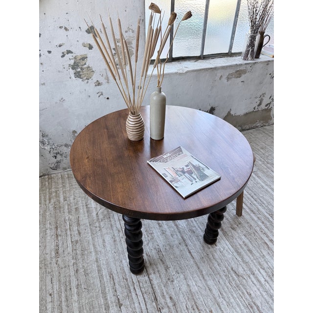 Round Walnut Table with Turned Legs, 1900s For Sale - Image 18 of 18