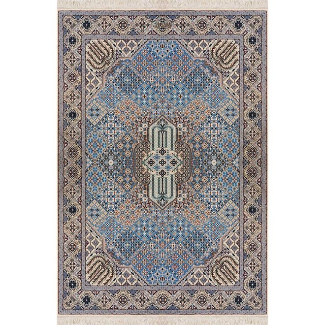 Textile Hand-Knotted Nain Rugs in Silk and Wool, Set of 2 For Sale - Image 7 of 8