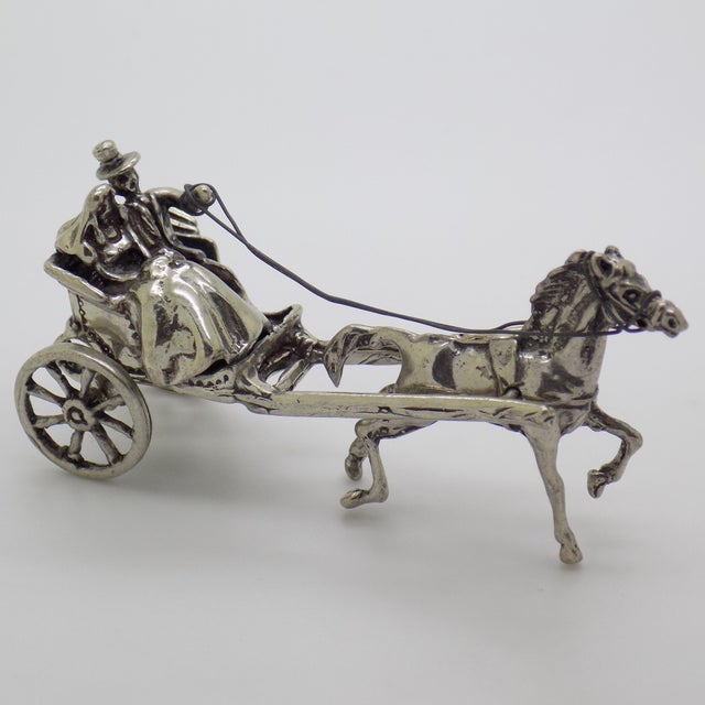 Vintage Italian Handmade Genuine Sterling Silver 925 Romantic Carriage Figurine For Sale - Image 4 of 11