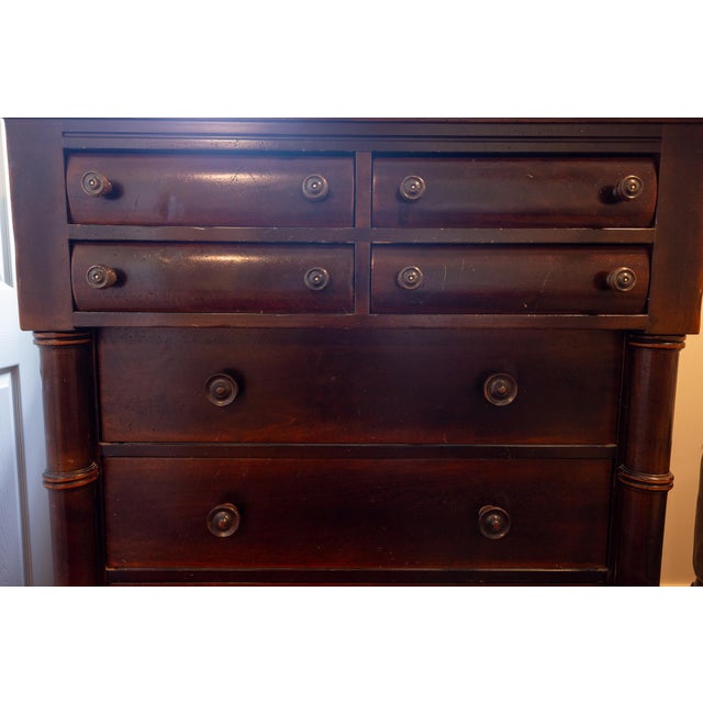 Antique American Empire Revival Mahogany Chest of Drawers With Turned Columns, C. 1900 For Sale - Image 12 of 15