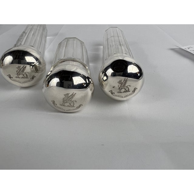 Metal 3 Pc, Henry Greaves "Clamamus Abba Pater" Sterling Silver & Crystal Dresser Jars For Sale - Image 7 of 8