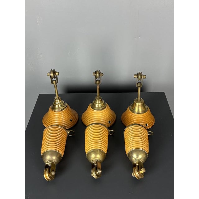 Mid-Century Modern Rattan Bamboo Pendant Lamps, 1970s, Set of 3 For Sale - Image 14 of 16