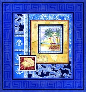 "South Seas Islands- Shell" Blue and White Art Print Giclee by Kathleen Ney