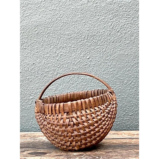 American Vintage Shaker Style Woven Basket For Sale - Image 3 of 12