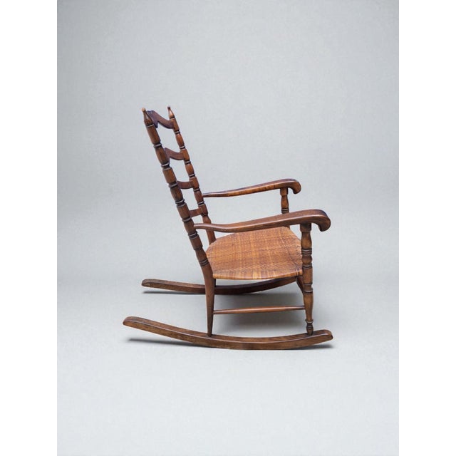 Mid-Century Modern Wood and Straw Childs Rocking Chair, Italy, 1950s For Sale - Image 3 of 8