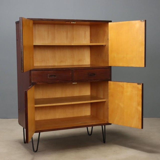 Vintage Cupboard in Mahogany and Metal, Italy, 1960s For Sale - Image 3 of 10