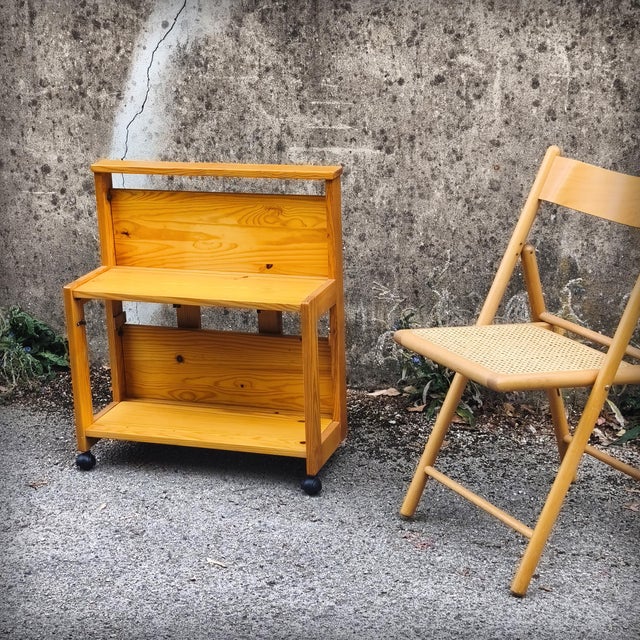 Wood Folding Serving Table in Scandinavian Pine, 1970s For Sale - Image 7 of 18