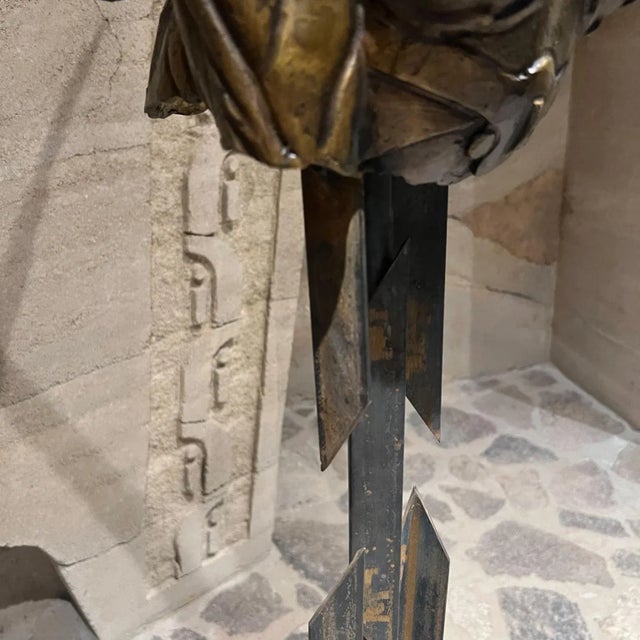 1970s Greek Sphinx Sculpture Female Bronze Forged Steel For Sale - Image 5 of 13