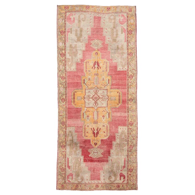 1960s Vintage Turkish Wool Konya Rug- 5′1″ × 11′11″ For Sale