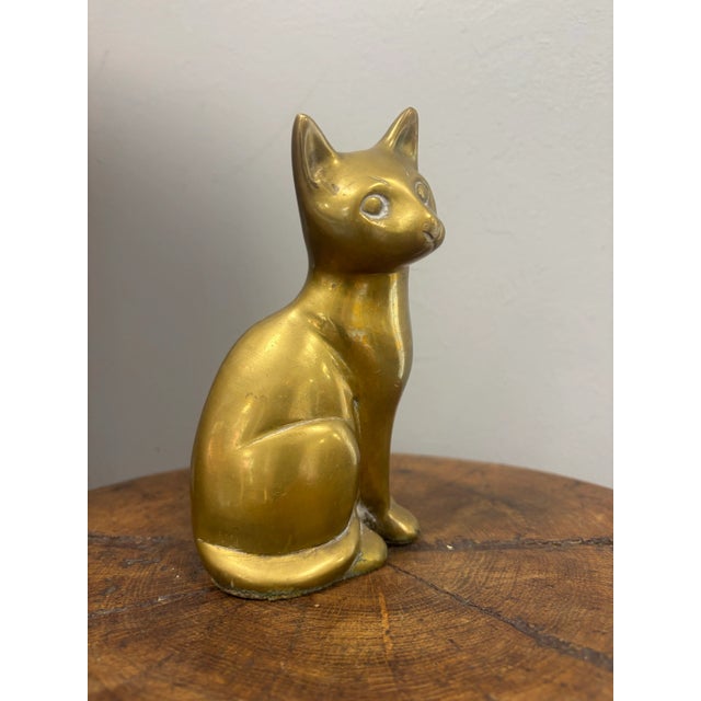Mid 20th Century Vintage Brass Cat For Sale - Image 5 of 5