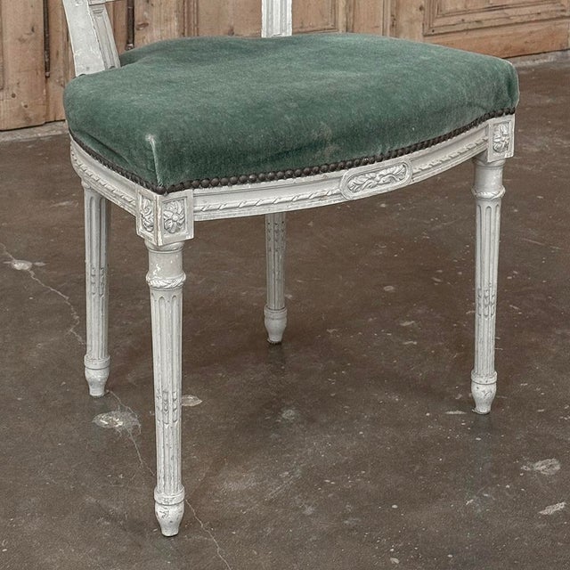 Set of Six Neoclassical Painted Swedish Chairs With Caned Backs & Mohair Seats For Sale - Image 15 of 15