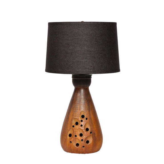Mid-Century Modernist Ceramic Table Lamp in Graphite and Red Iron Oxide Glaze For Sale - Image 12 of 12
