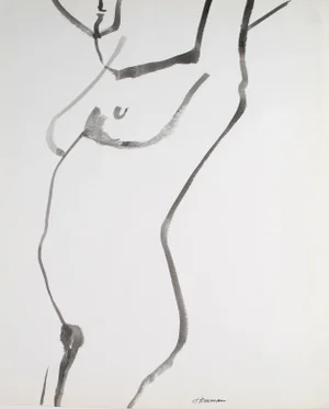 Jack Freeman Minimalist Figure Study in Ink, 1976 1976