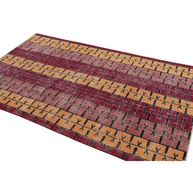 1960s Vintage Zeki Müren Rug With Polychromatic Geometric Stripes From Rug & Kilim For Sale - Image 5 of 8