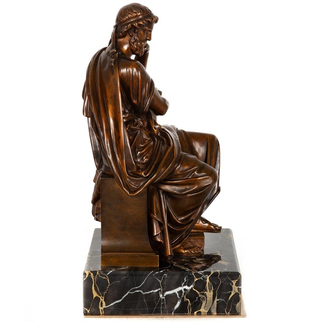 French Antique French Bronze Sculpture of Philosopher “Zeno of Elea” by Eugene Laurent For Sale - Image 3 of 18