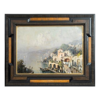 Nicolas De Corsi, A View of the Amalfi Coast, Oil Painting on Canvas, Framed For Sale