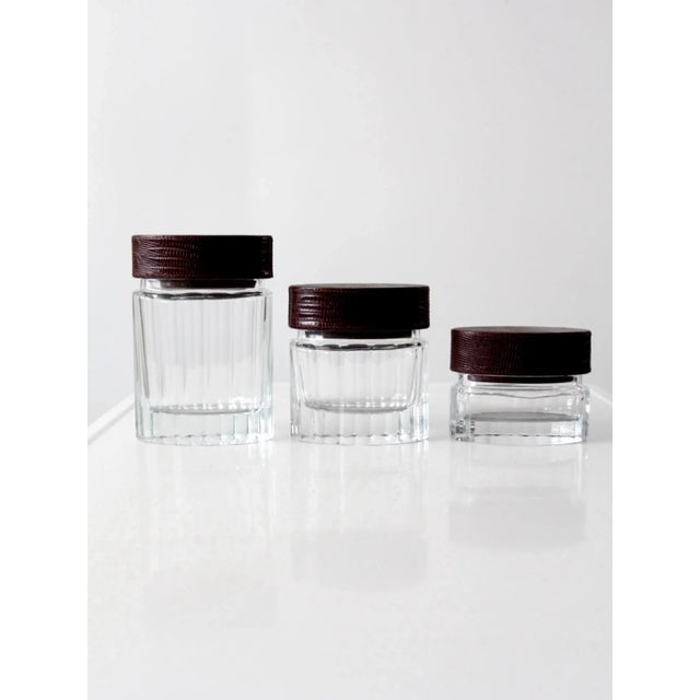 Vintage Glass Jars With Leather Lids Set of 3 For Sale - Image 13 of 13
